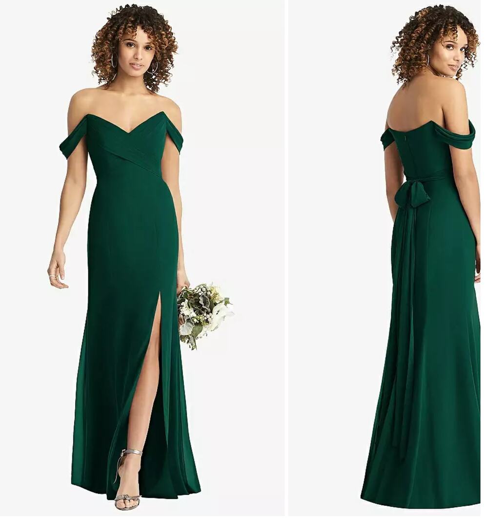 Social Bridesmaids Forest Green Strapless Chiffon Trumpet Gown Size 6